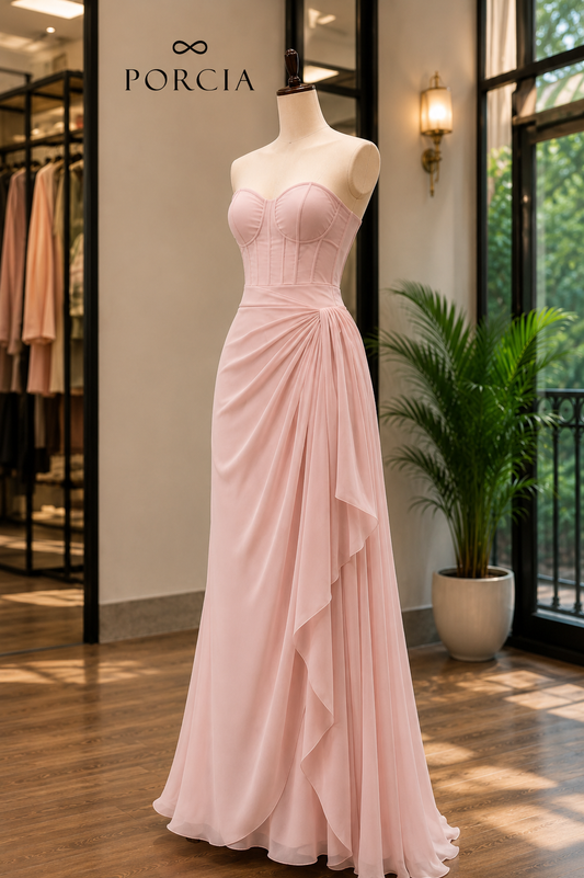 Blush Corset Drape Gown