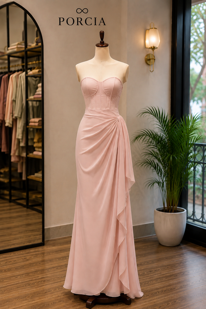 Blush Corset Drape Gown